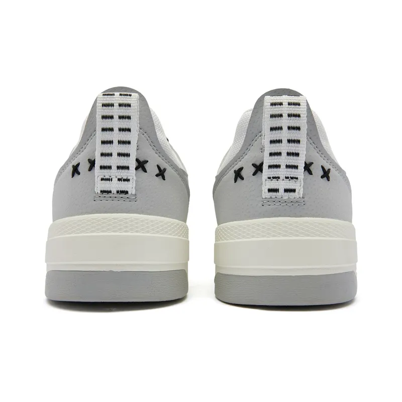 QIAODAN Inheritance 1.0 Cushioning Wear Resistant Low Top Skateboard Shoes Men's Gray White-4