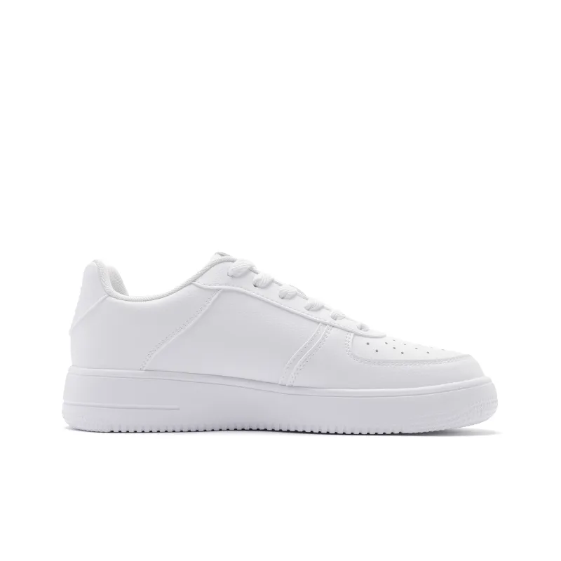 QIAODAN Lightweight Low Top Skateboard Shoes Men's White-1