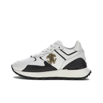 Roberto Cavalli Mirror Snake Panelled Leather Sneakers
