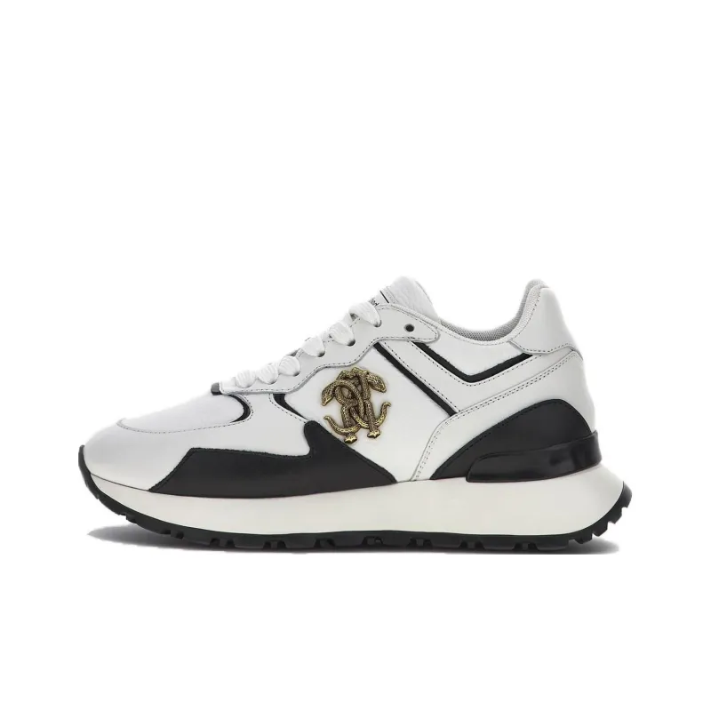 Roberto Cavalli Mirror Snake Panelled Leather Sneakers-0