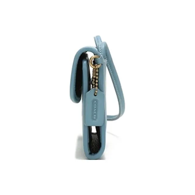 COACH Turnlock Leather Coin Purse Crossbody Wallet Women's Carolina Blue-4