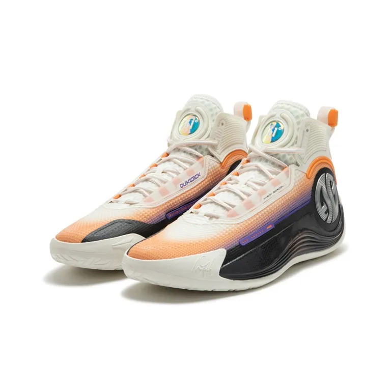 361° AG 4 SOAR CQT Cushioning Anti Slip Wear Resistant Breathability High Top Basketball Shoes Men's White Orange-2