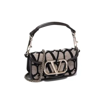 Valentino Fabric With Cow Leather Trim Handbag, Shoulder Bag Women's Black & Light Umber