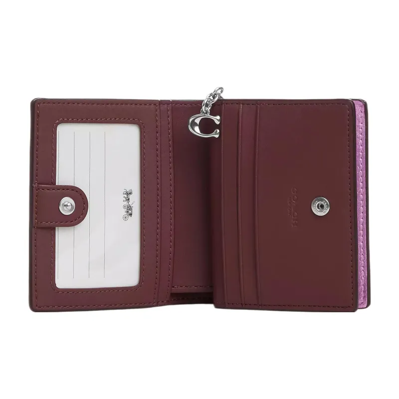 COACH Snap Wallet Leather Coin Purses Wallets Women's Purple-1