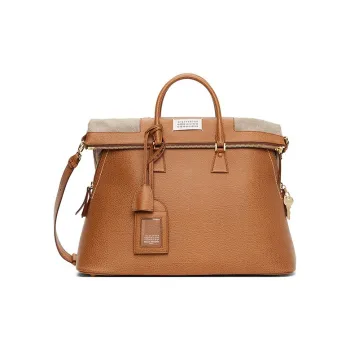Maison Margiela 5AC Grain Calfskin Shoulder Bag, Crossbody Bag, Handbag Extra Large Women's Brown