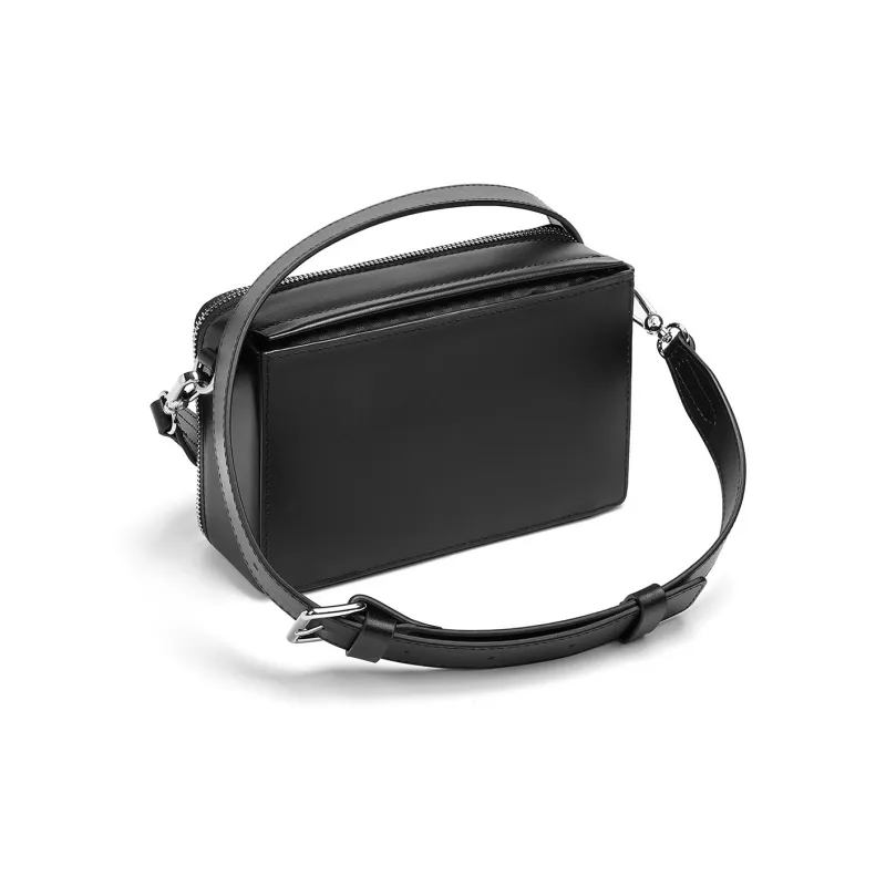 Yawei Kuroda Top Grain Cow Leather Small Square Bag Crossbody Bag Regular Unisex Black-3