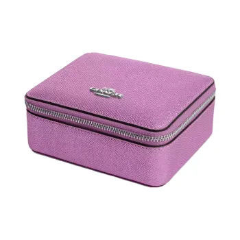 COACH Jewelry Bo Leather Jewelry Box Storage Bag Large Size Women's Purple