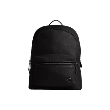 COACH Backpack Leather Backpack Large Size Men's Black