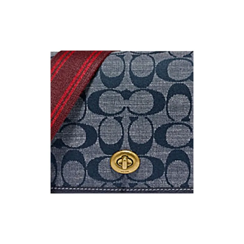 COACH Hayden Cotton With Leather Small Square Bag Shoulder Bag Crossbody Bag Small Size Women's Denim Blue Monogram-3