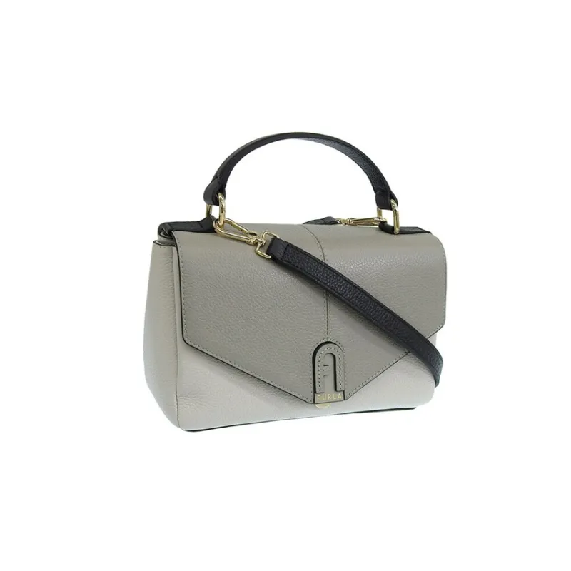 Furla Leather Shoulder Bag, Crossbody Bag, Handbag Women's Marble Gray & Dark Gray-1