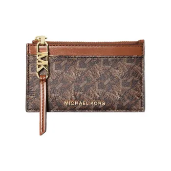 MICHAEL KORS Coated Canvas Card Holder Small Size Women's Brown