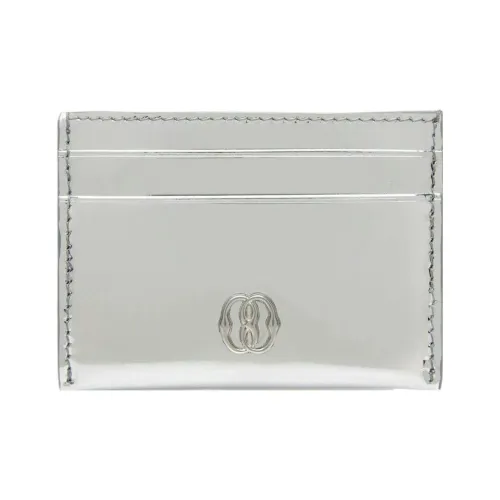 BALLY Patent Leather Cowhide Card Holder Women's Silver