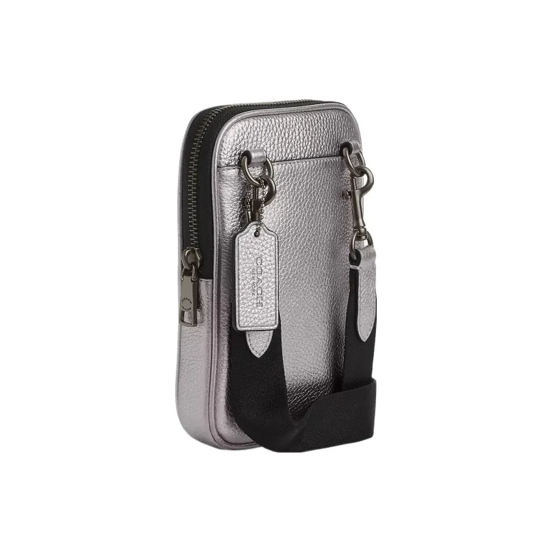 COACH Leather Camera Bags Shoulder Bag Crossbody Bag Mini Women's Black Antique Nickel With Metallic Gray-1