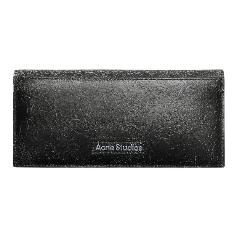 Acne Studios Cow Leather Wallet Large Size Women's Black-0