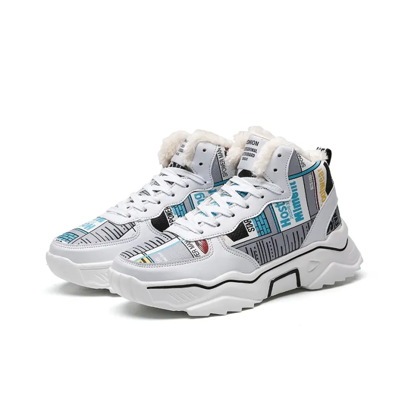 PLAY COBBLER Coverage Warm Slip-Resistant Cushioning Wear-Resistant High-Top Skateboard Shoes Unisex-23