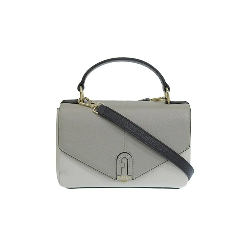 Furla Leather Shoulder Bag, Crossbody Bag, Handbag Women's Marble Gray & Dark Gray-0