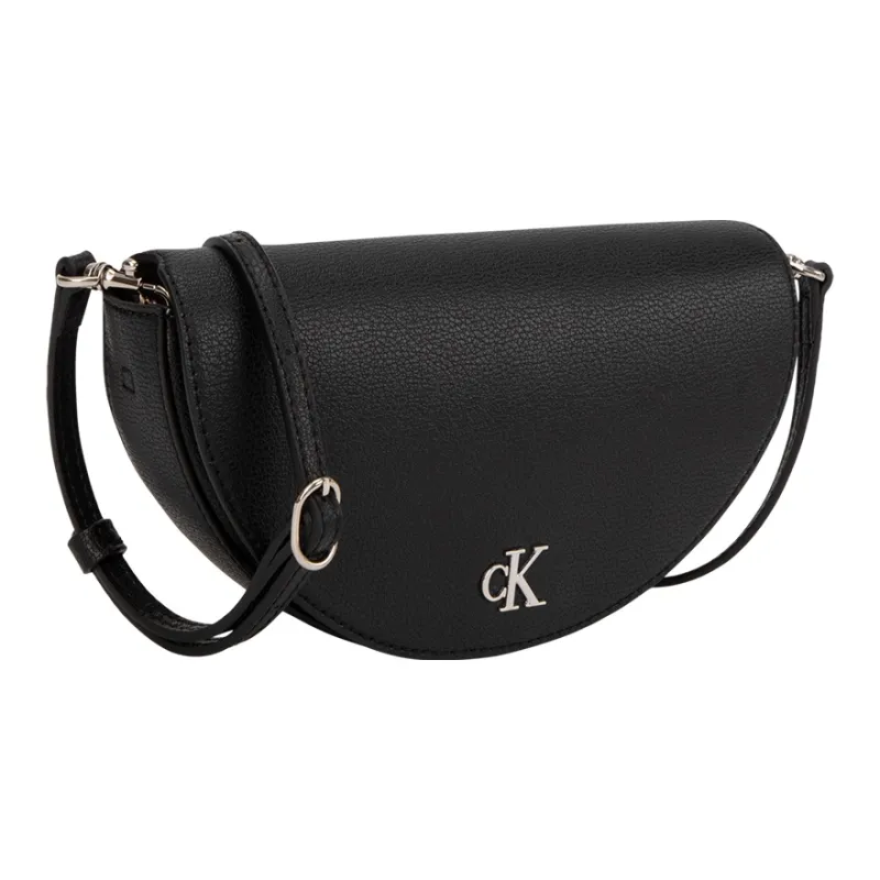 CALVIN KLEIN Synthetic Material Saddle Bag, Shoulder Bag Regular Women's Space Black-1
