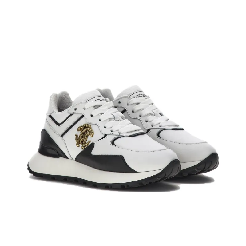 Roberto Cavalli Mirror Snake Panelled Leather Sneakers-2