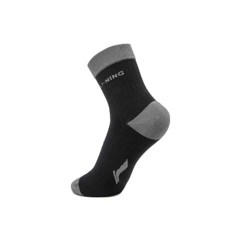 LiNing Sports Life Collection Mid Calf Socks Unisex 1 Pack Black-1