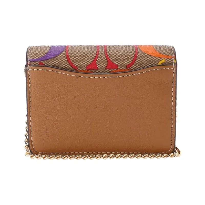 COACH Leather Chain Bag, Shoulder Bag, Crossbody Bag, Clutch, Wallet Mini Women's Khaki-1