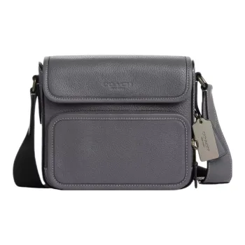 COACH Sullivan Calfskin Messenger Bag Shoulder Bag Crossbody Bag Small Size Men's Gunmetal & Industrial Gray