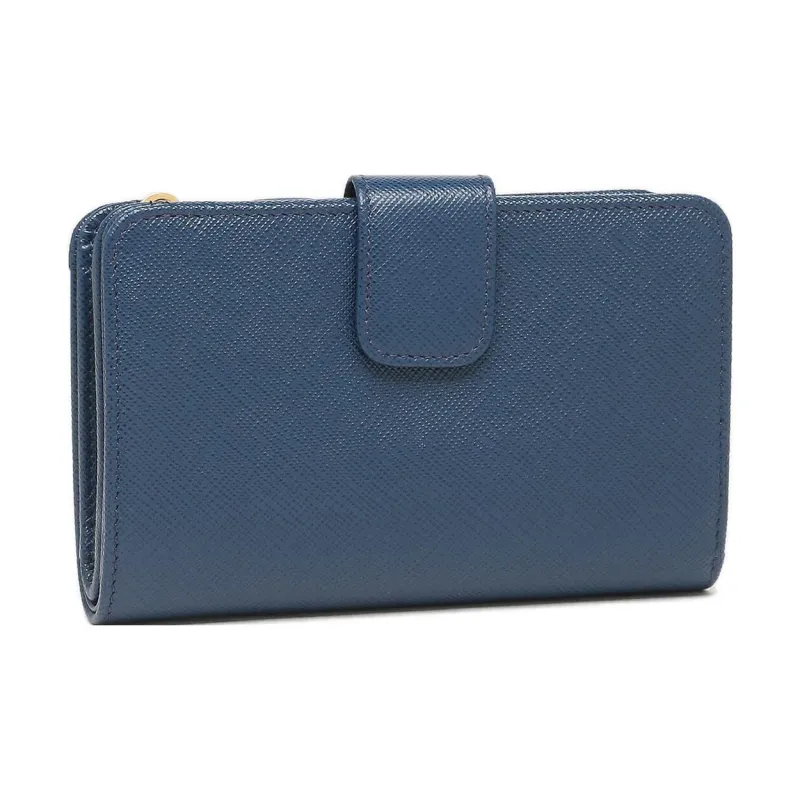 PRADA Saffiano Leather Wallet Small Size Women's Blue-1