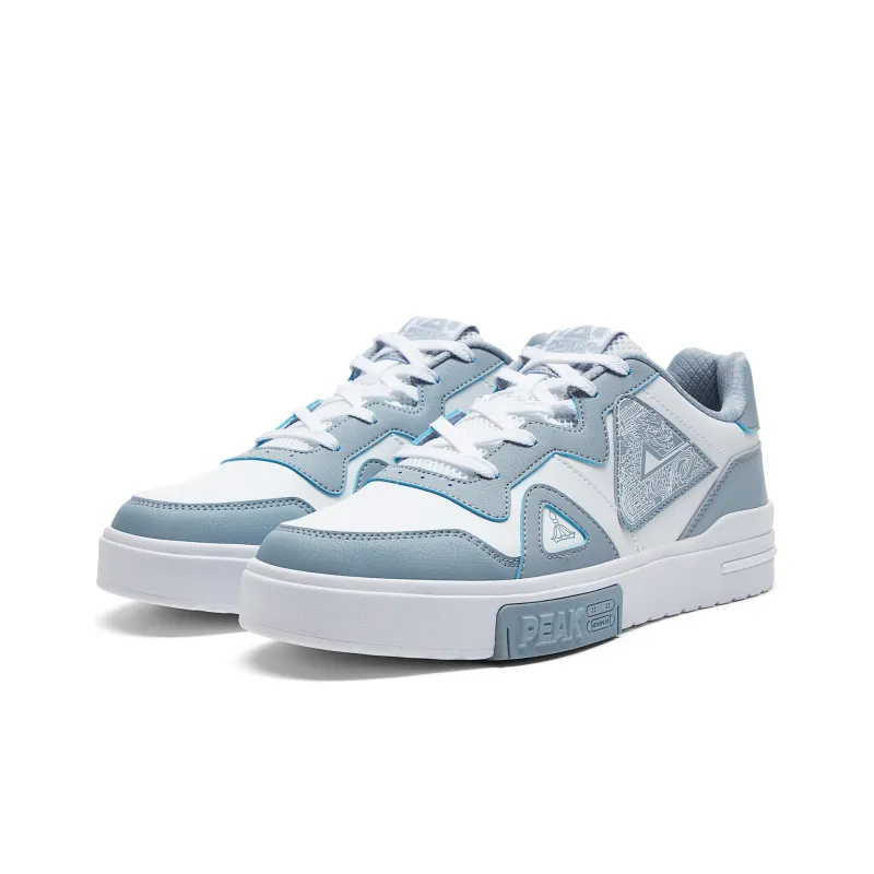 PEAK Guochuang Series Cushioning Wear-Resistant Low-Top Skateboard Shoes Men's All White Elegant Blue-2
