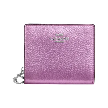 COACH Snap Wallet Leather Coin Purses Wallets Women's Purple