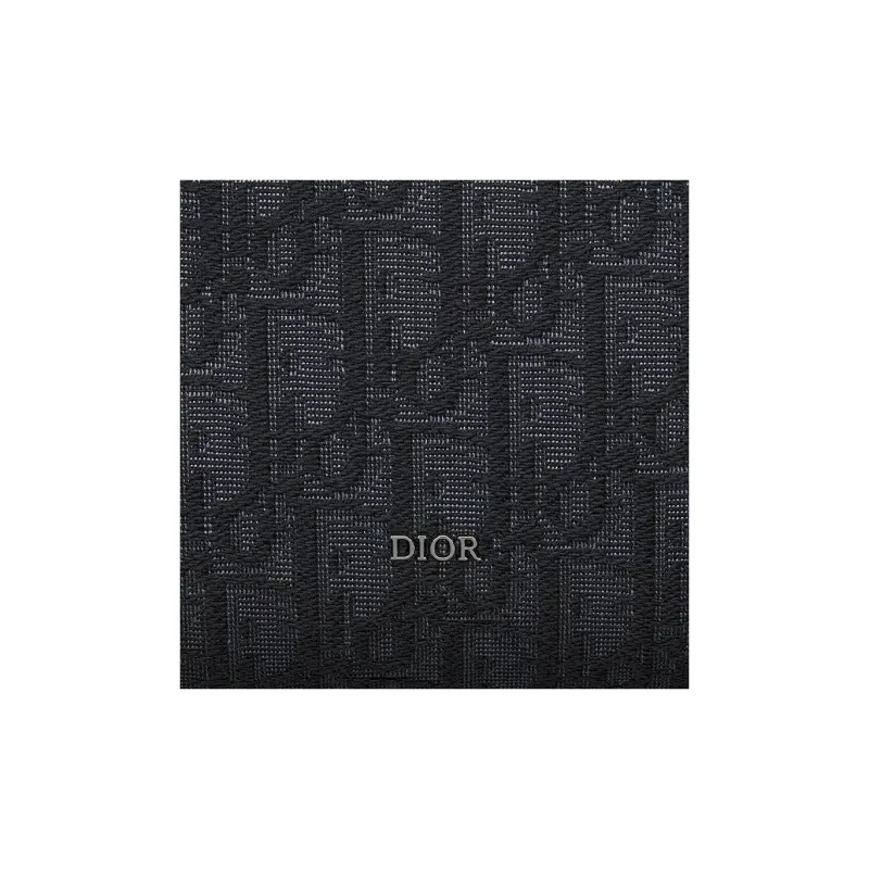 DIOR Oblique Jacquard With Grain Cow Leather Toiletry Bag Men's Black-5