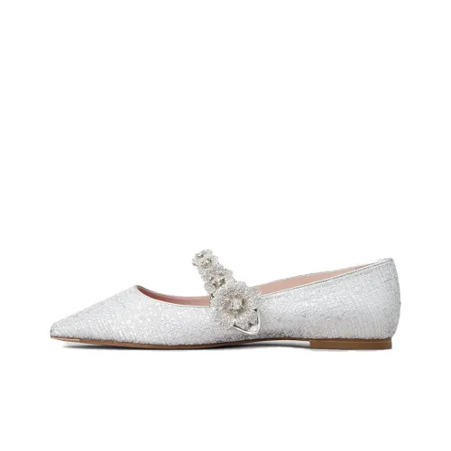 Roger Vivier Bouquet Flower Casual Single Shoes Women's Silver