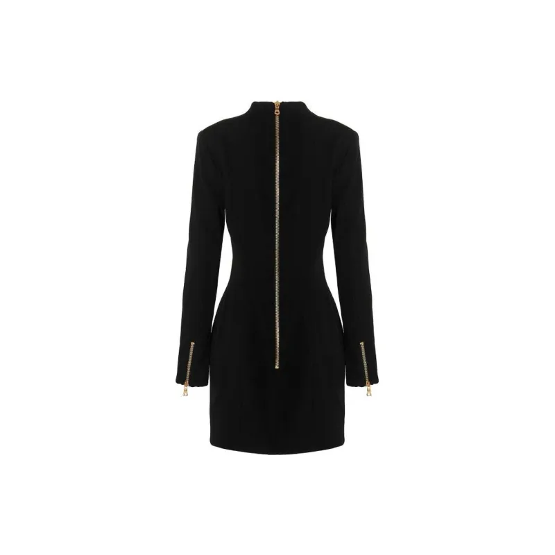 BALMAIN Long Sleeved Dresses Women's Black-1