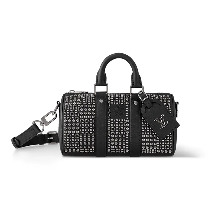 LOUIS VUITTON Keepall Leather Monkey Bag, Shoulder Bag, Crossbody Bag, Handbag, Travel Bag Men's Black-0