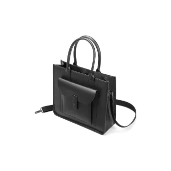 Yawei Kuroda PU Tote Portable Crossbody Bag Large Size Unisex Black
