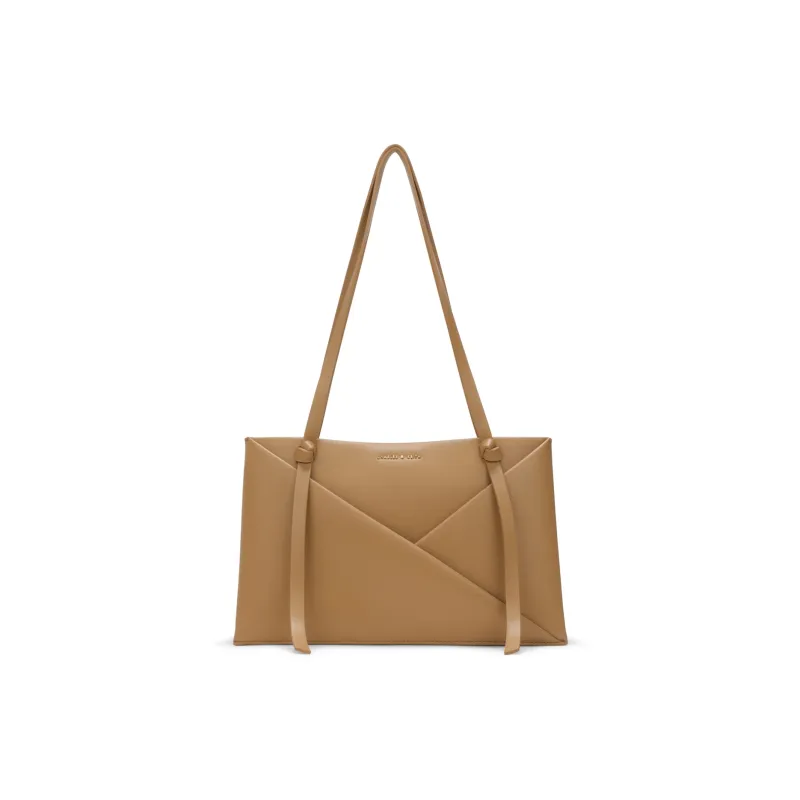 CHARLES&KEITH PU One Shoulder Bag Medium Size Women's Noir Black/Tan Tea Brown/Camel-8