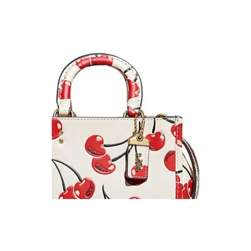 COACH Refined Cow Leather Handbag, Shoulder Bag, Crossbody Bag Trumpets Women's White Red-3