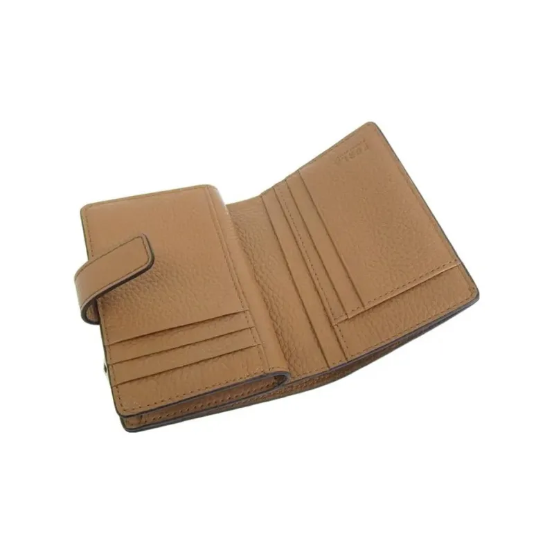 Furla Leather Coin Purse Card Holder Wallet Small Size Women's Brown-4