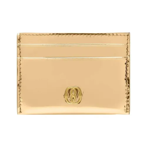 BALLY Patent Leather Cowhide Money Clip Card Holder Women's Gold