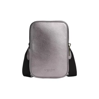 COACH Leather Camera Bags Shoulder Bag Crossbody Bag Mini Women's Black Antique Nickel With Metallic Gray