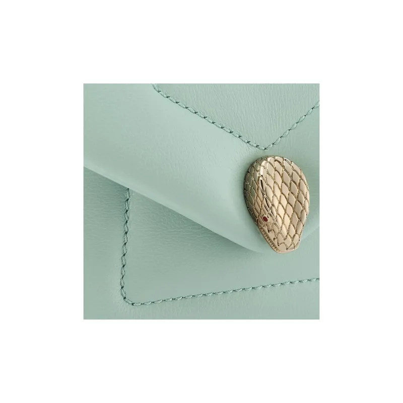 BVLGARI Serpenti Reverse Calfskin Shoulder Bag Crossbody Bag Handbag Mini Women's Light Blue-5