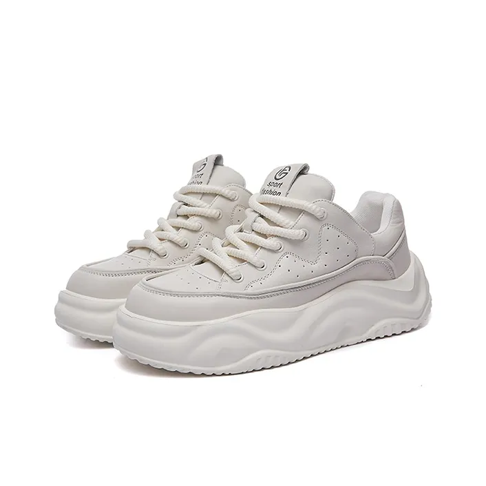 SHERIDan Height Increasing Wear Resistant Water Resistant Low Top Chunky Sneakers Men's White-2