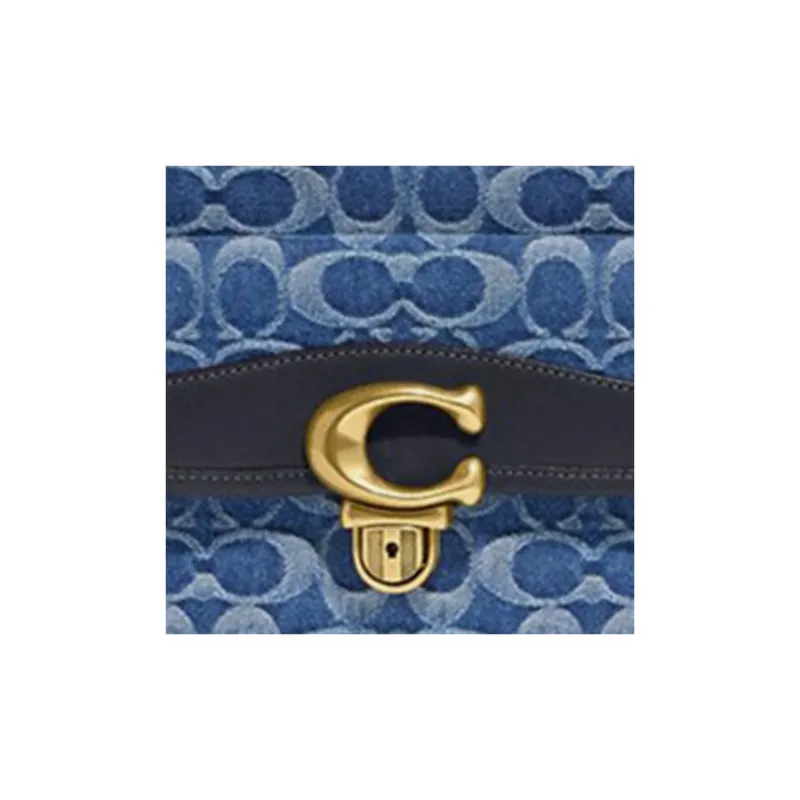 COACH Studio Denim With Cow Leather Patchwork Camera Bag Shoulder Bag Crossbody Bag Medium Size Men's Denim Blue-4