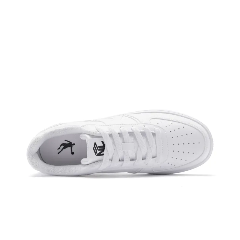 QIAODAN Lightweight Low Top Skateboard Shoes Men's White-3