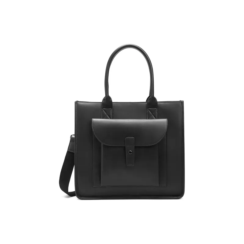 Yawei Kuroda PU Tote Portable Crossbody Bag Large Size Unisex Black-1