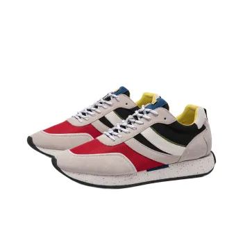 ELHANN.H Cushioning Abrasion Resistant Breathable Slip Resistant Low Top Casual Shoes Men's Red White Black