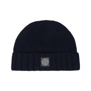 STONE ISLAND Wool Beanies Men's Dark Blue