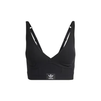 Adidas Originals ADICOLOR FLEX RIBBED COTTON TWO PLY PLUNGE BRAMI Bra Women's Black