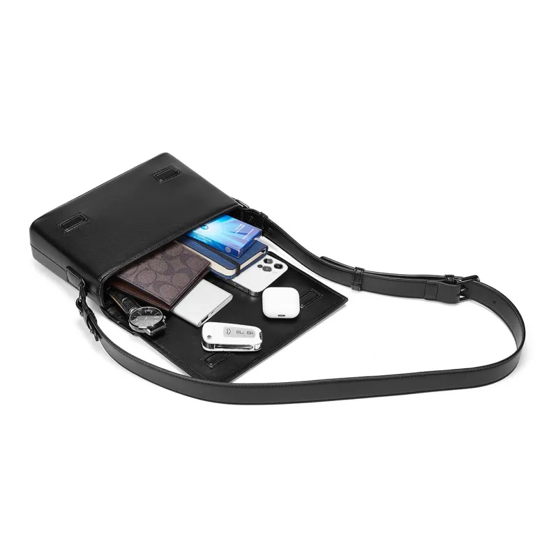 Yawei Kuroda PU Crossbody Bag Regular Unisex Black-5