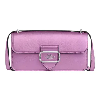 COACH Morgan Calfskin Baguette Bag Shoulder Bag Crossbody Bag Small Size Women's Silver & Metal Lilac