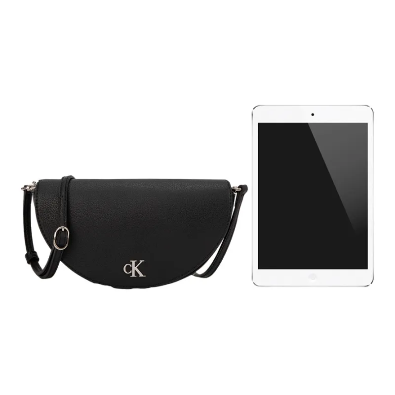 CALVIN KLEIN Synthetic Material Saddle Bag, Shoulder Bag Regular Women's Space Black-3