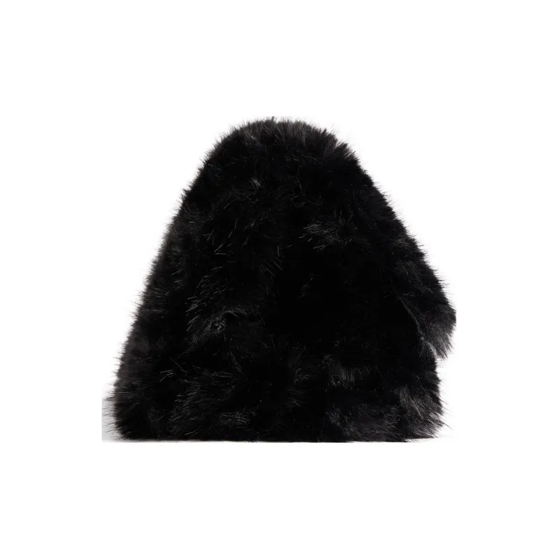 Balenciaga CRUSH Faux Fur Handbag Shoulder Bag Women's Black-3
